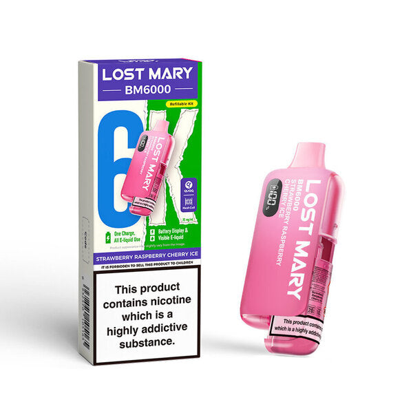Lost Mary BM6000 Pre-Filled Pod Kit | Strawberry Raspberry Cherry Ice 20mg