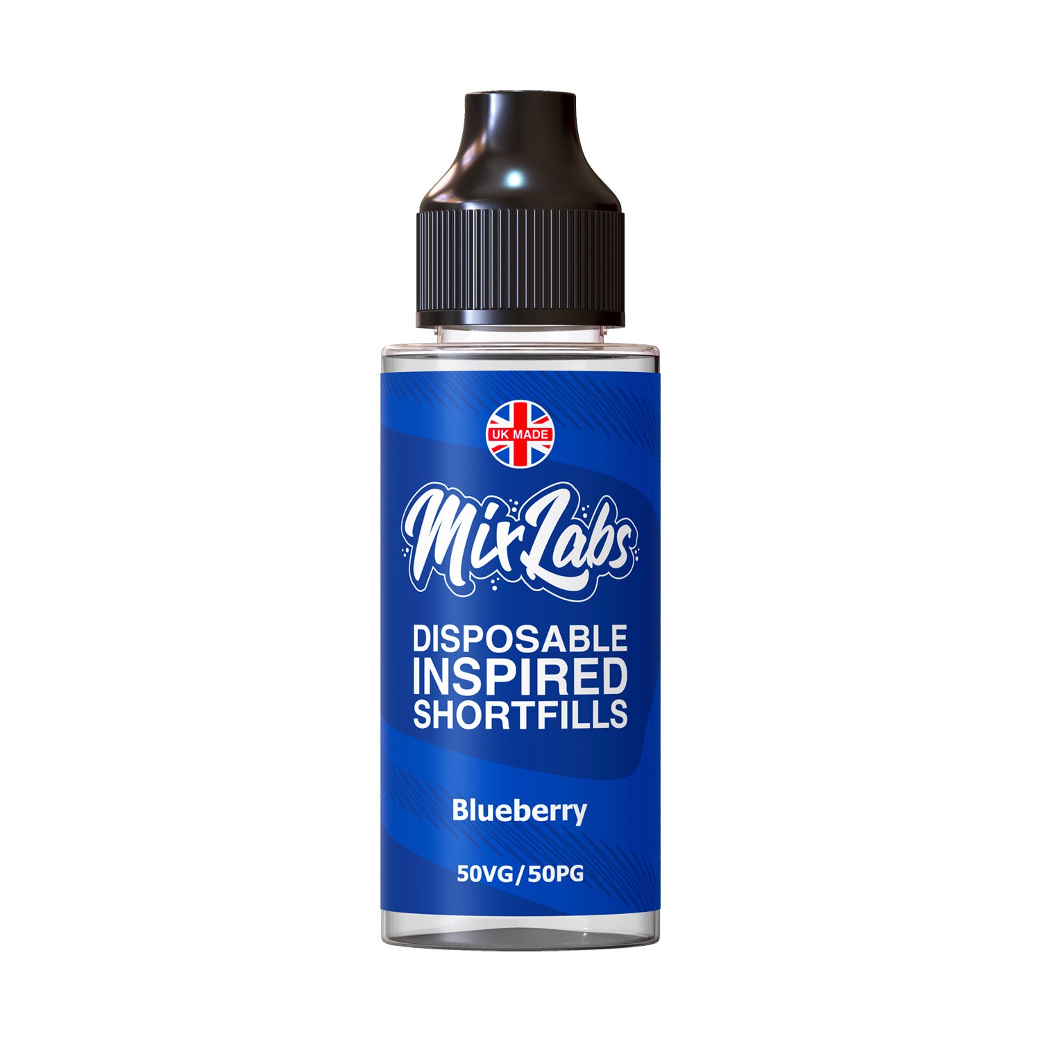 Blueberry inspired shortfills bottle with Mix Labs branding on a white background