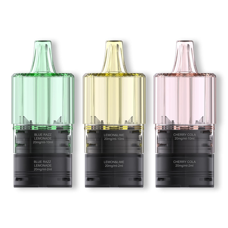 Uwell Viscore 8000 pod UK with three flavors: Blue Razz Lemonade, Lemon Lime, and Cherry Cola