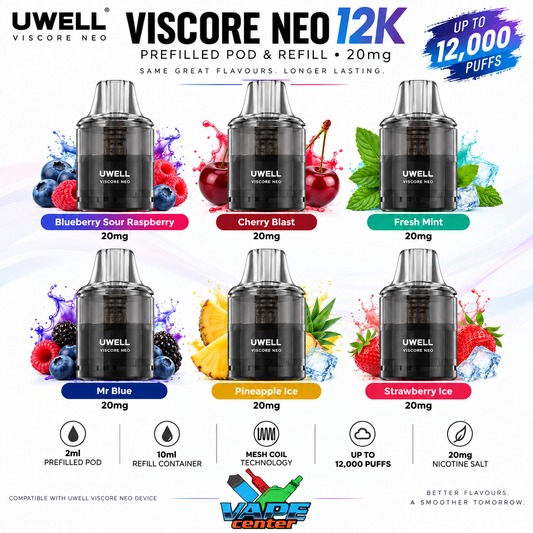 Uwell Viscore Neo 12K Prefilled Pod & Refill 20mg – All Flavours
